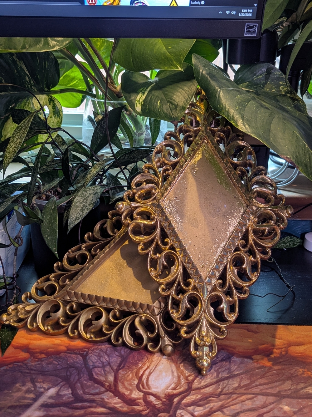 Ornate Gold Diamond Wall Decor - MCM Guilded Goth Romantic